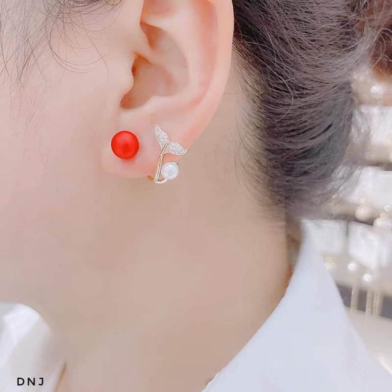 Bông tai đuôi cá bạc ta xi vàng