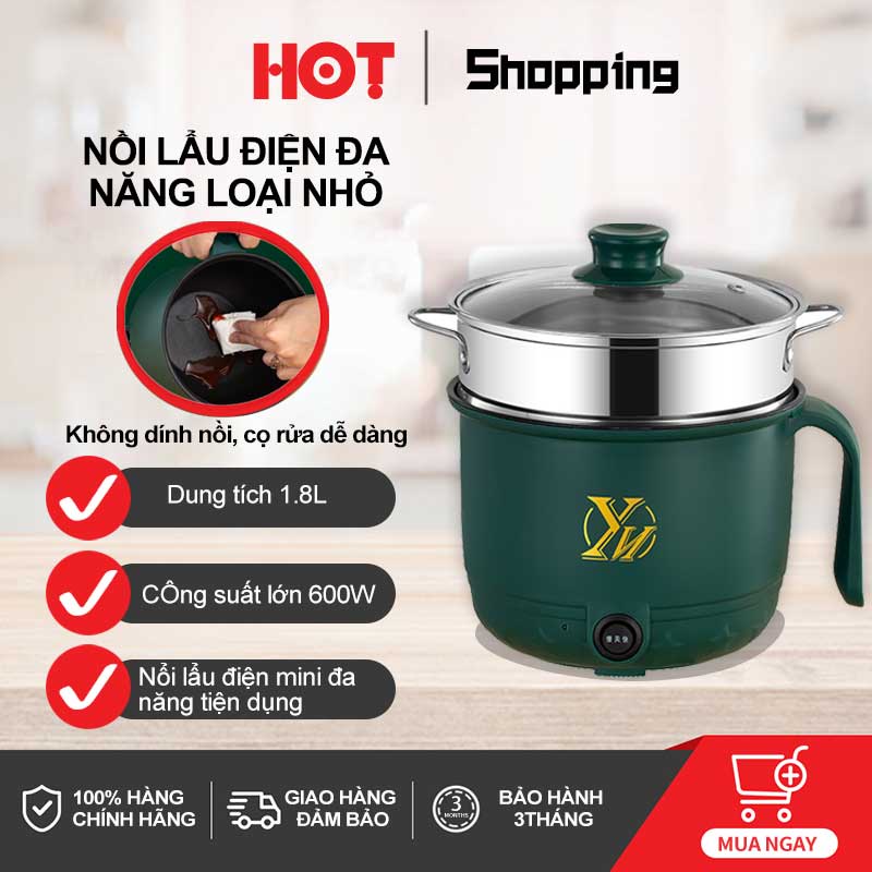 SJ0061Nồi điện nhỏ đa chức năng Nồi đun sôi điện chống dính Ký túc xá sinh viên nấu mì Lẩu điện mini gia đình công suất
