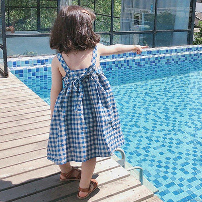 Đầm xòe họa tiết caro đáng yêu thời trang mùa hè cho bé gái 3-8 tuổi