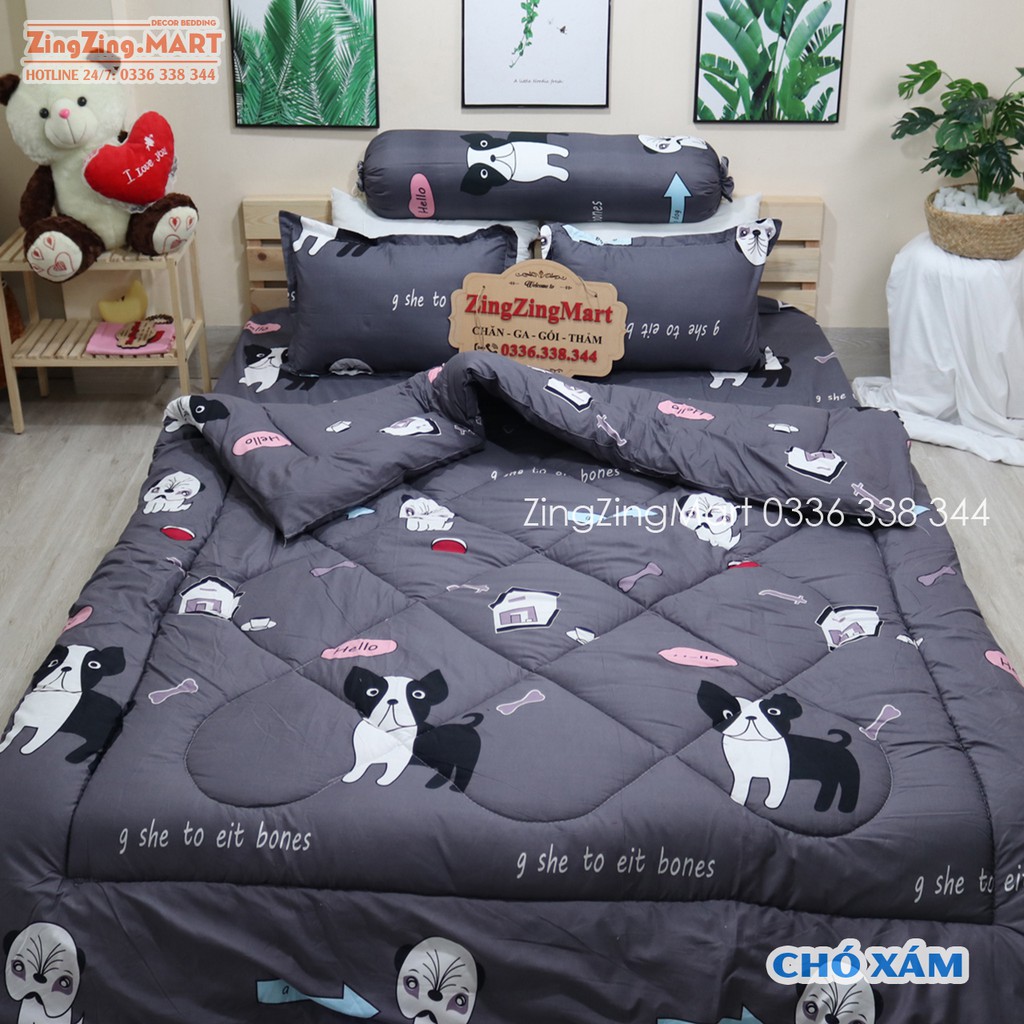 (GIẢM GIÁ) Sét 5 Món Chăn Phao Poly Cotton Kèm vỏ gối ôm Mẫu Hoa Hướng Dương (Được chọn thêm mẫu)