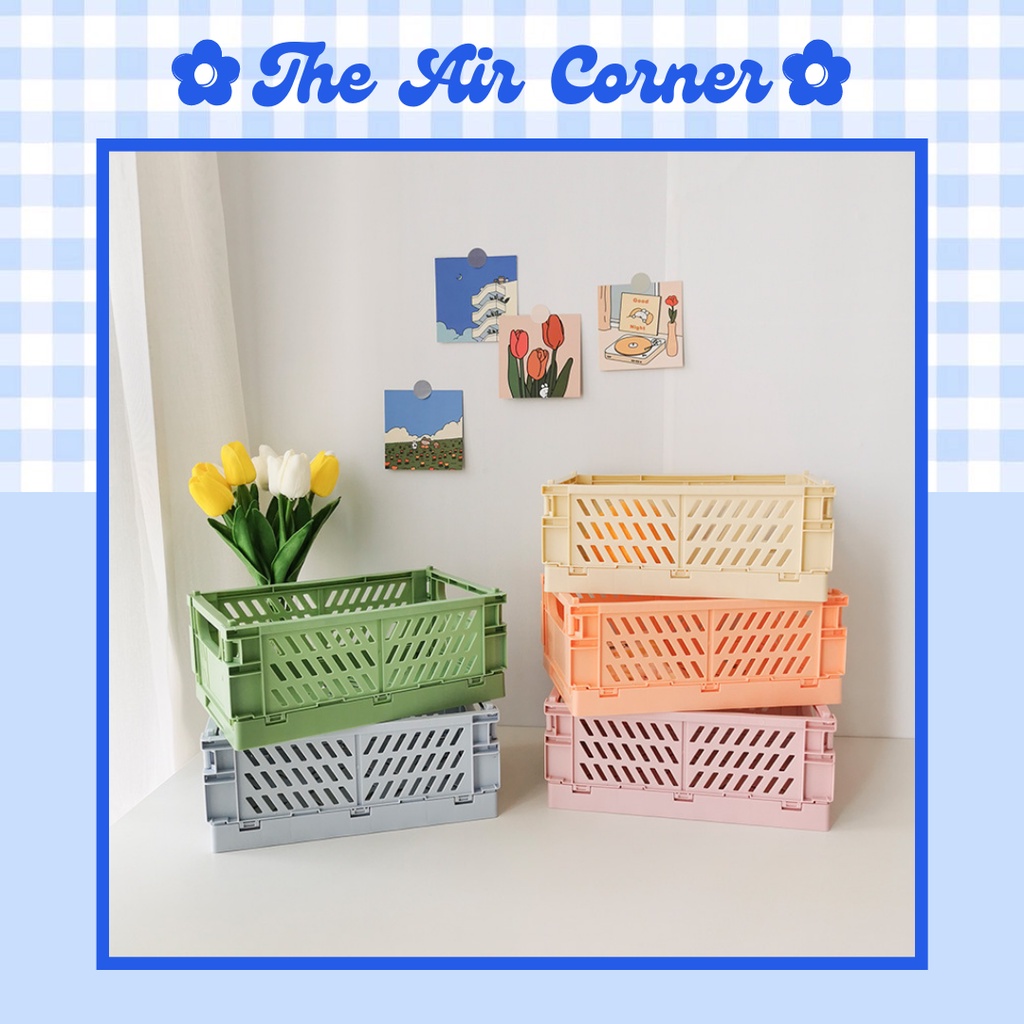 Mua Giỏ nhựa mini màu pastel đựng đồ đa năng lắp ghép có thể gấp gọn để ...