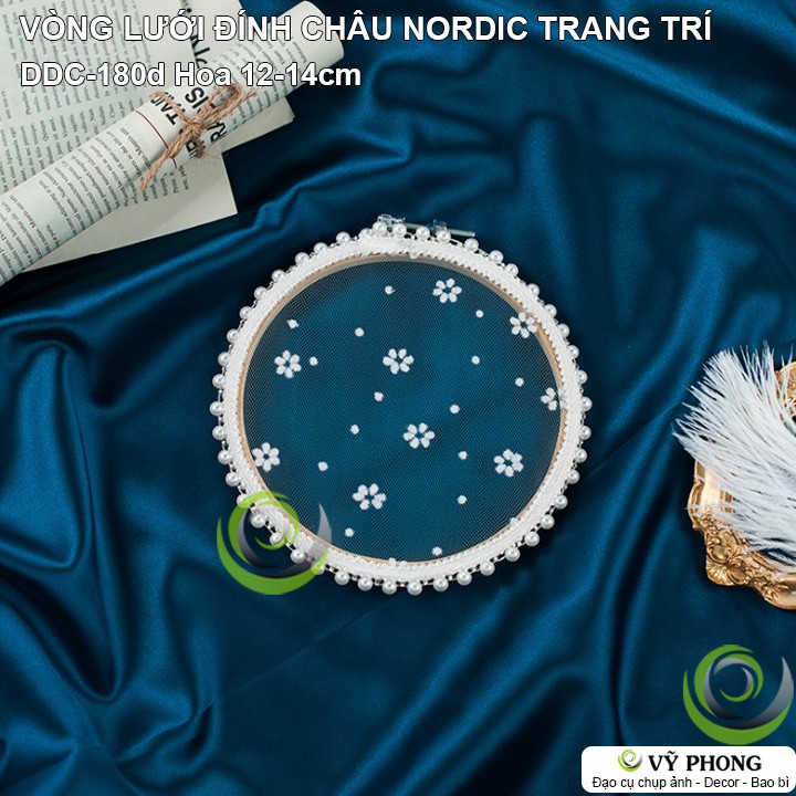 VÒNG LƯỚI THÊU ĐÍNH HẠT CHÂU HANDMADE NORDIC TRANG TRÍ CHỤP HÌNH ĐẠO CỤ CHỤP ẢNH SẢN PHẨM INS DDC-180