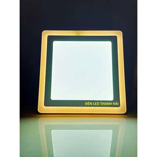 đèn led nổi ốp trần 24w vuông 2 màu 3 chế độ ánh sáng trắng vàng