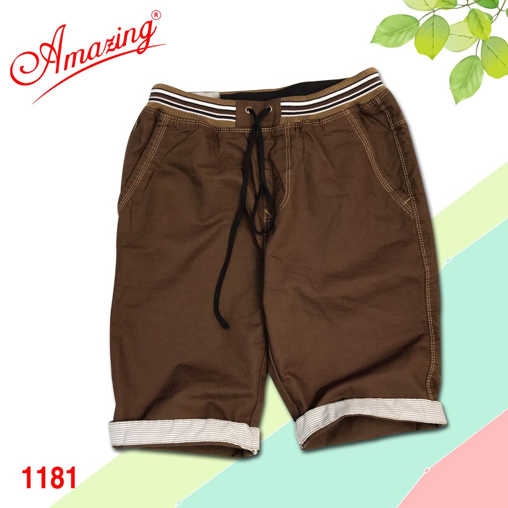 Short kaki Amazing, quần lửng nam lưng bo, dây rút, màu sắc trung tính, phong cách thể thao năng động