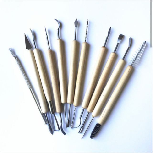 Bộ dụng cụ điêu khắc đất sét thép 11 cây 22 đầu