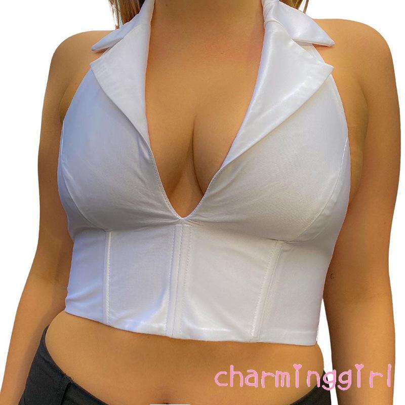 Áo Dây Nữ Cộc Tay Cổ Chữ V Hở Eo Quyến Rũ