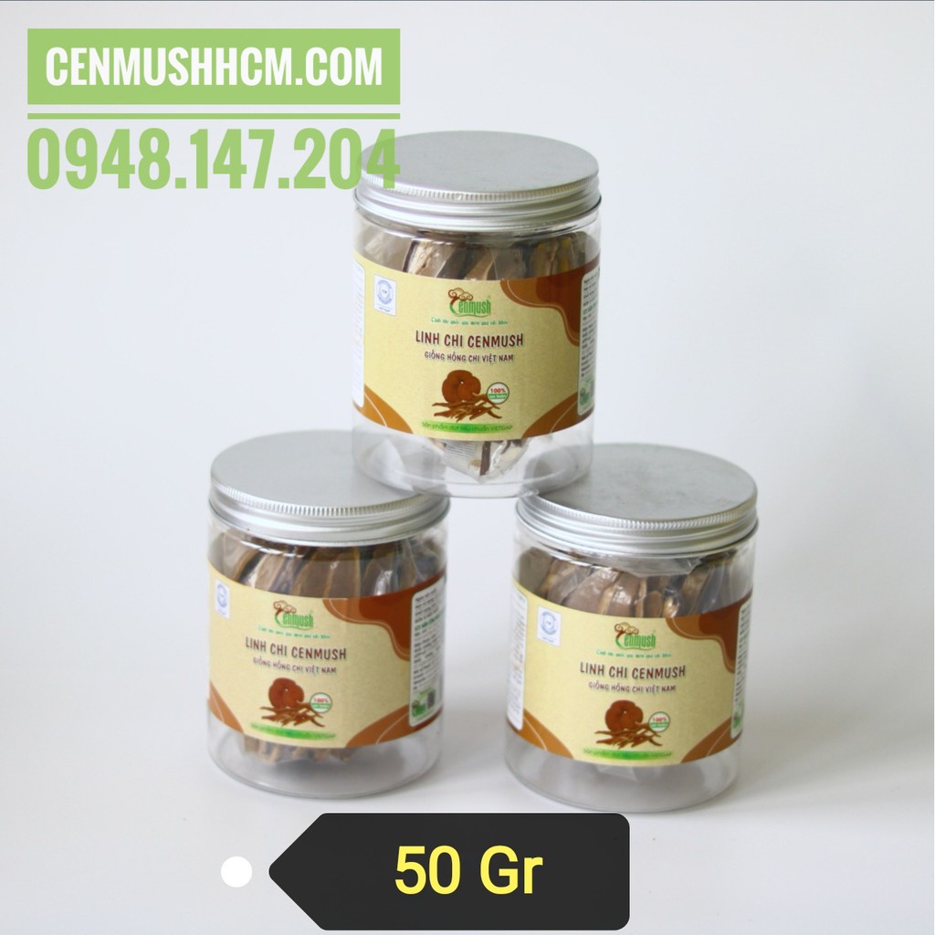 Nấm Linh Chi Đỏ Việt Nam CENMUSH lọ 50g cắt lát (Giống Hồng Chi)