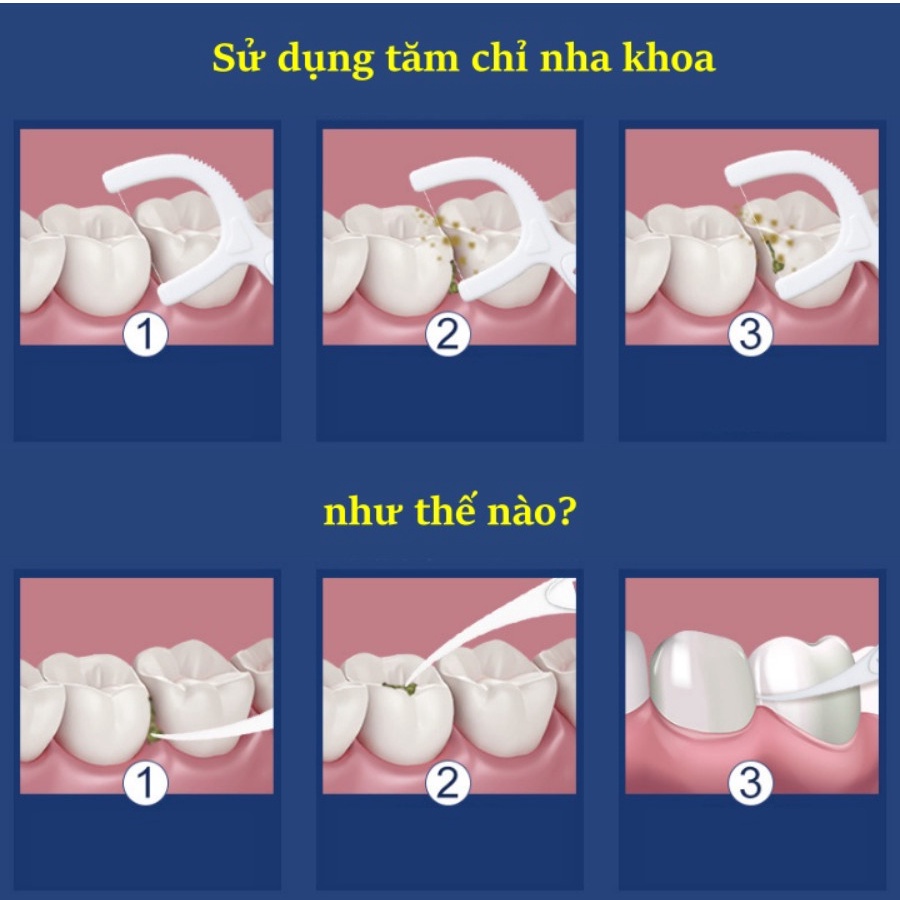 Tăm Chỉ Nha Khoa Chính Hãng Hộp 50 Chiếc - An Toàn Tiện Lợi Giúp Bảo Vệ Sức Khoẻ Răng Miệng