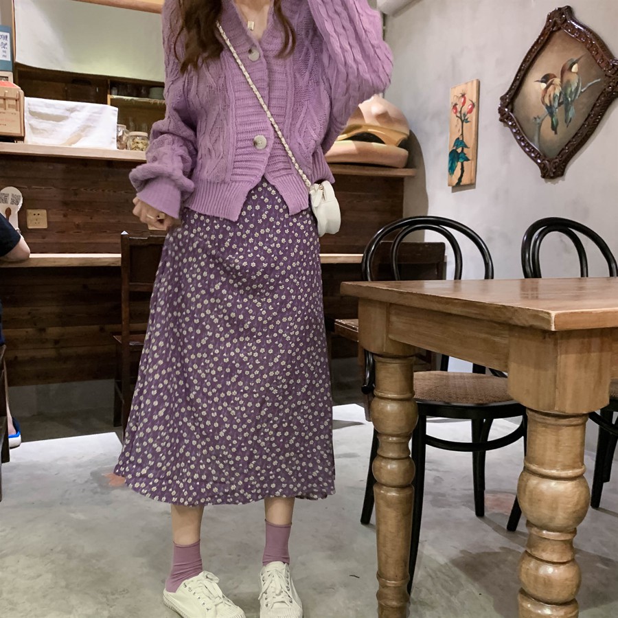 [Mã WARN25 giảm 25k đơn 200k] (Có Sẵn) Chân váy hoa nhí TÍM mộng mơ (video tự quay) | BigBuy360 - bigbuy360.vn