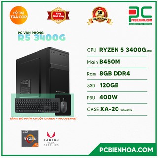  MÁY TÍNH VP AMD (R5 3400G/ B450/ 8GB/ 120GB/ 450W) CHÍNH HÃNG