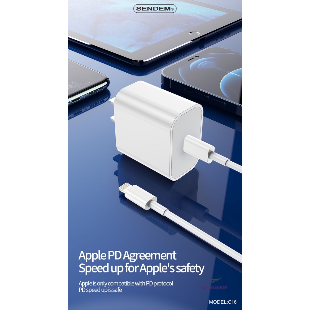 Bộ sạc nhanh Sendem C16 PD12W  Dành Cho IP11,IP11 Pro,11Pro Max,tablet táo,laptop táo