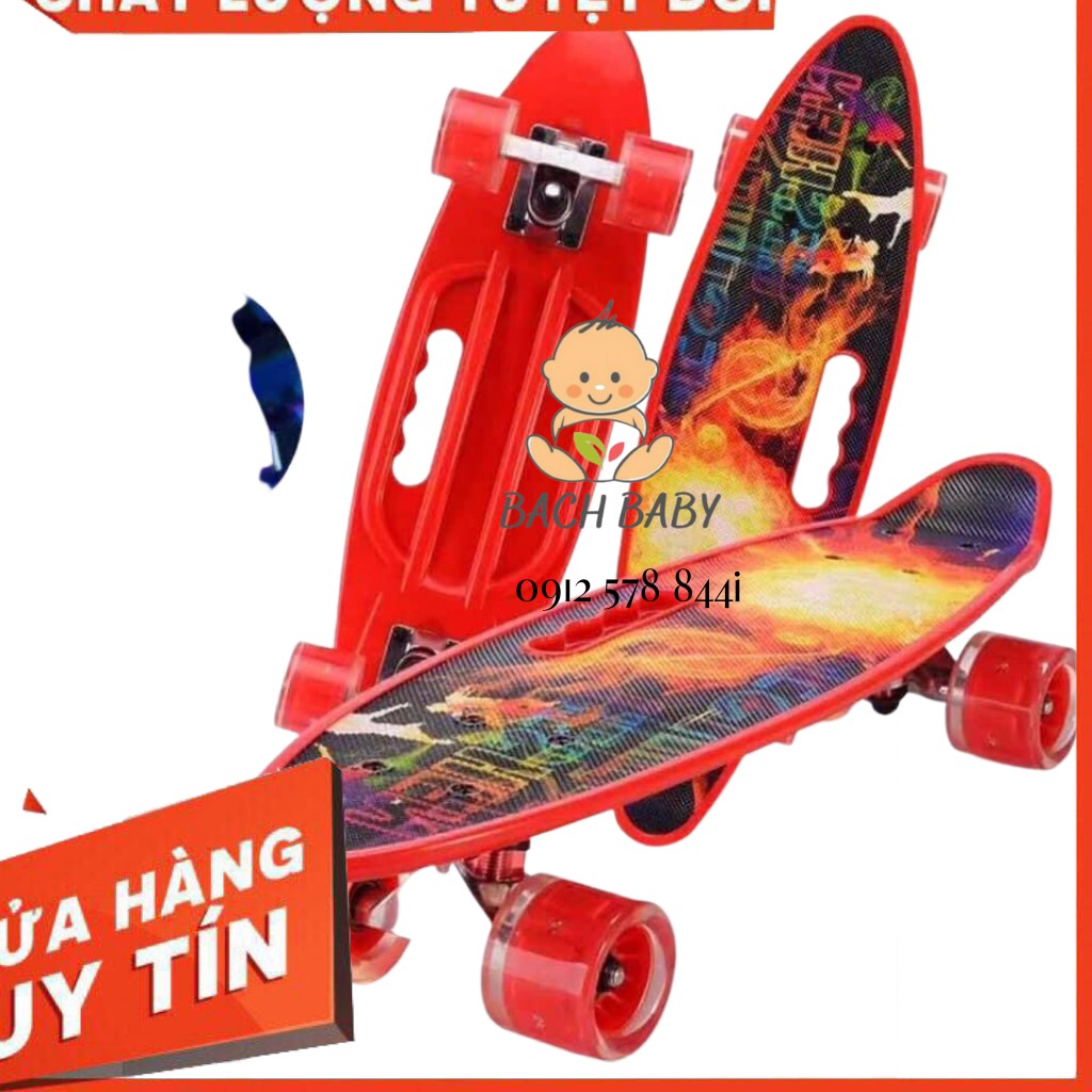 Ván Trượt cao cấp cho bé 4 bánh đèn Led có Tay Cầm-