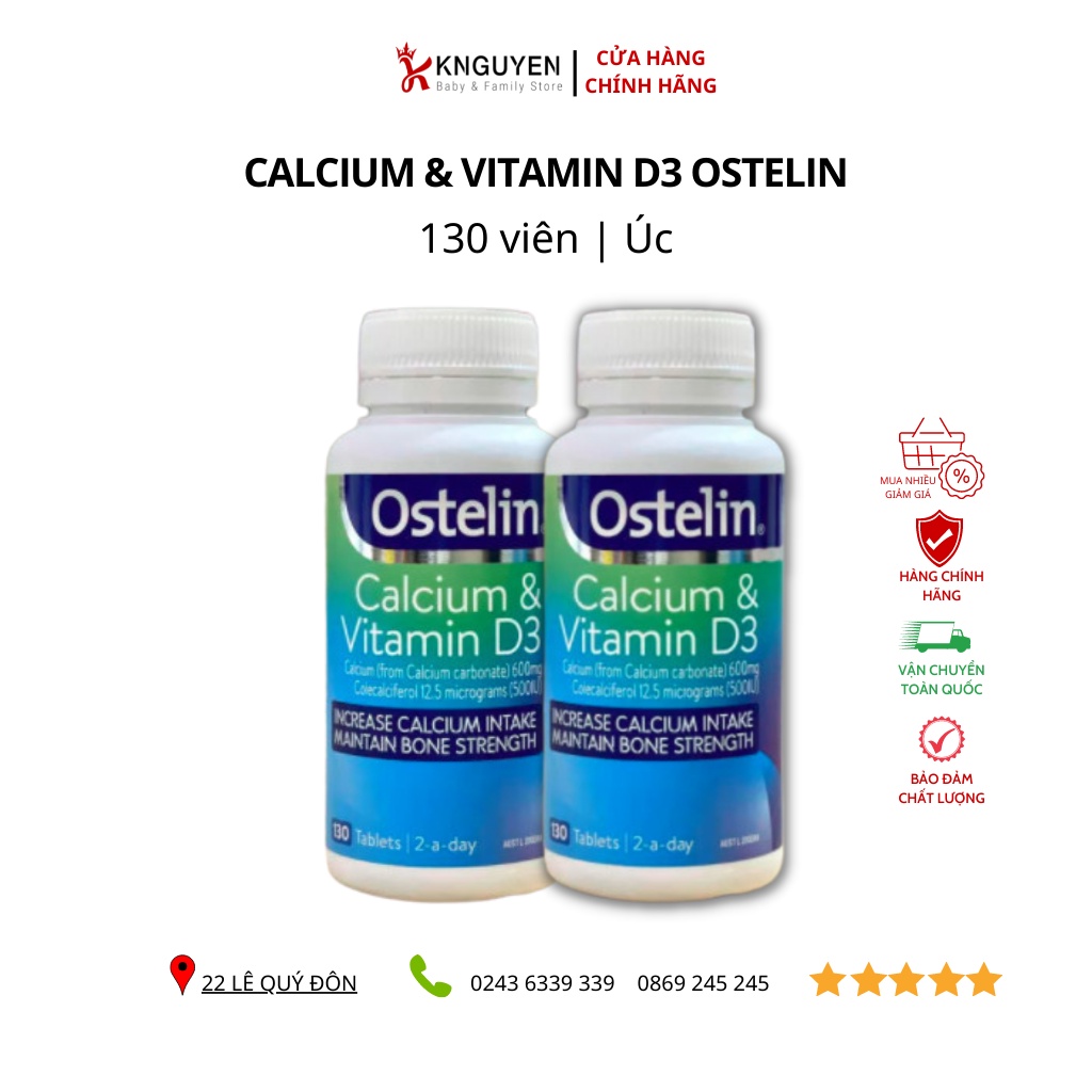 Ostelin Calcium & Vitamin D3 Úc dùng - Bà bầu và Trẻ em từ 12 tuổi trở lên (130 viên)