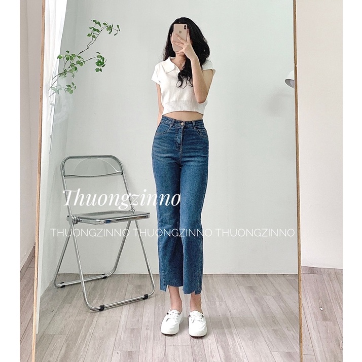 [Ảnh thật/Video]Quần ống đứng Xéo gấu kiểu Hàn Quốc Quần ống đứng ôm chân gọn dáng