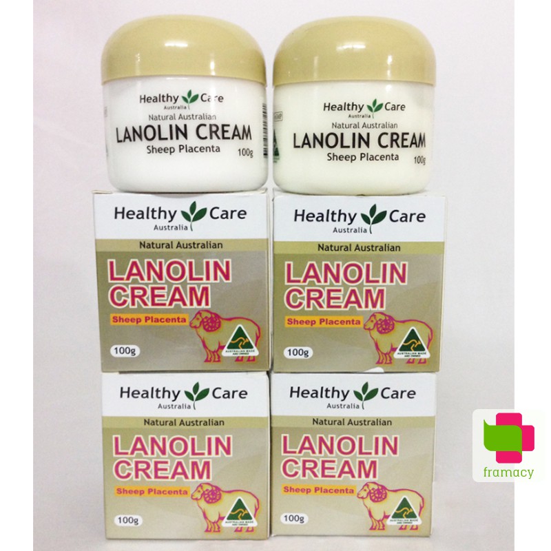 Kem dưỡng mỡ cừu, nhau cừu Healthy Care Lanolin Cream Sheep Placenta và Vitamin E, Úc (100g) cấp ẩm da cho mọi lứa tuổi