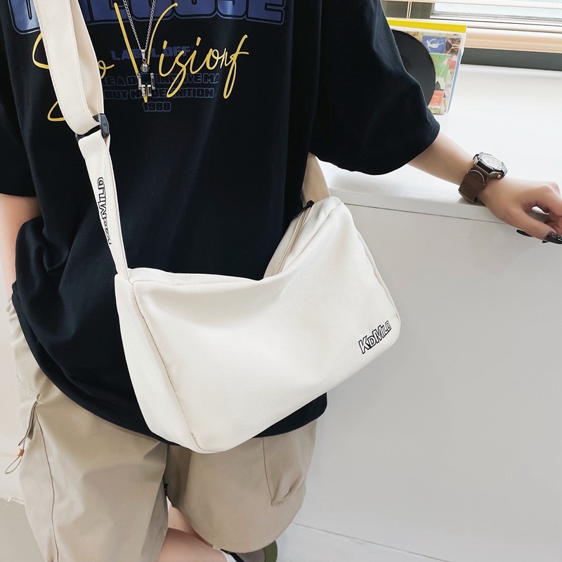 Túi Đeo Chéo Canvas Nam Nữ Phong Cách Hàn Quốc