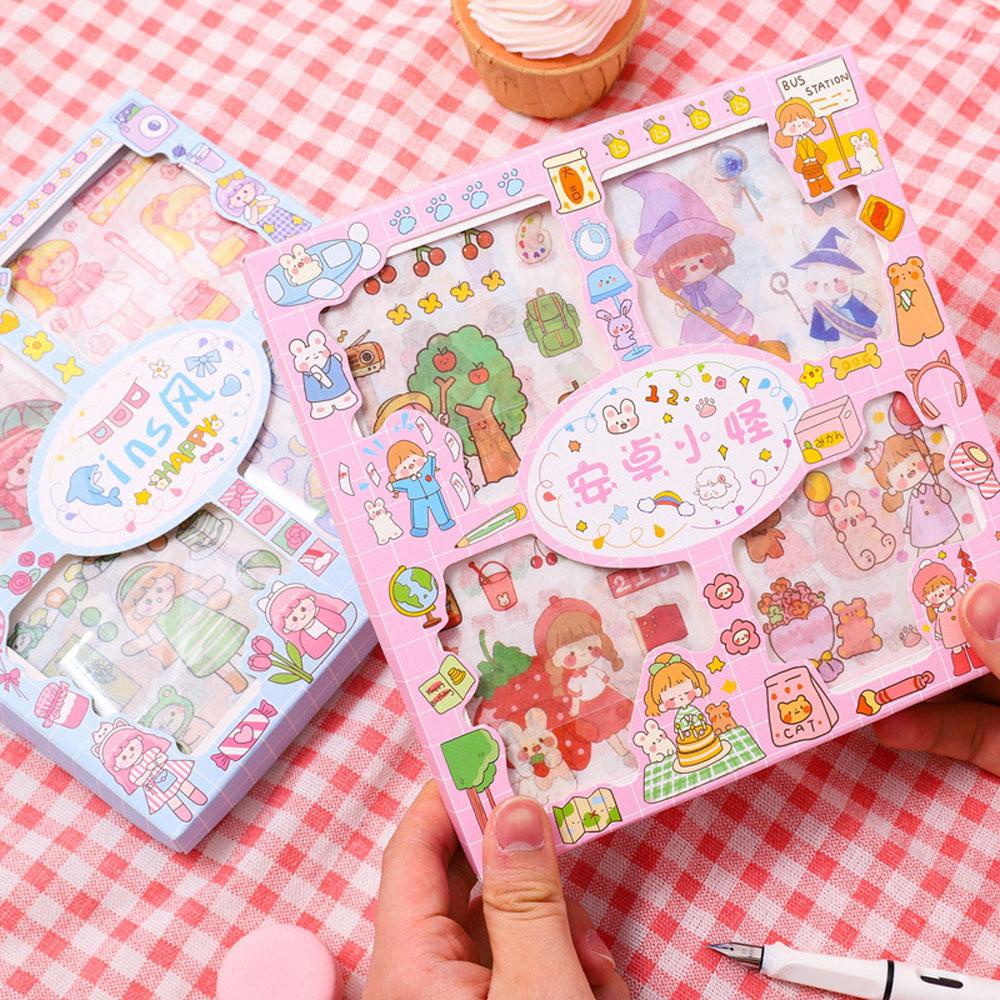 Hộp 100 Miếng Dán Chống Thấm Nước Hình Động Vật / Hoa / Thỏ / Gấu Dễ Thương Dùng Trang Trí