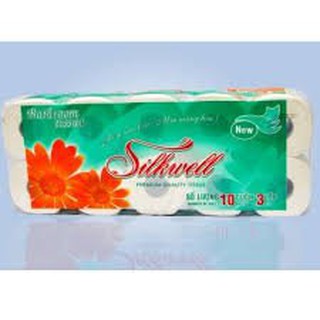 Giấy Vệ Sinh Silkwell 10 Cuộn Màu Xanh Cao Cấp – Mềm Mịn Thấm Hút Tốt 