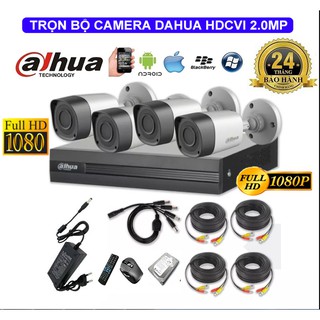Trọn Bộ 4 Mắt Camera Dahua 2.0MP Full HD 1080P - Đầy đủ phụ kiện lắp đặt