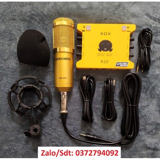 Micro BM900 Woaichang và Sound Card XOX K10 2020 phiên bản tiếng anh đã có dây live và dây kết nối