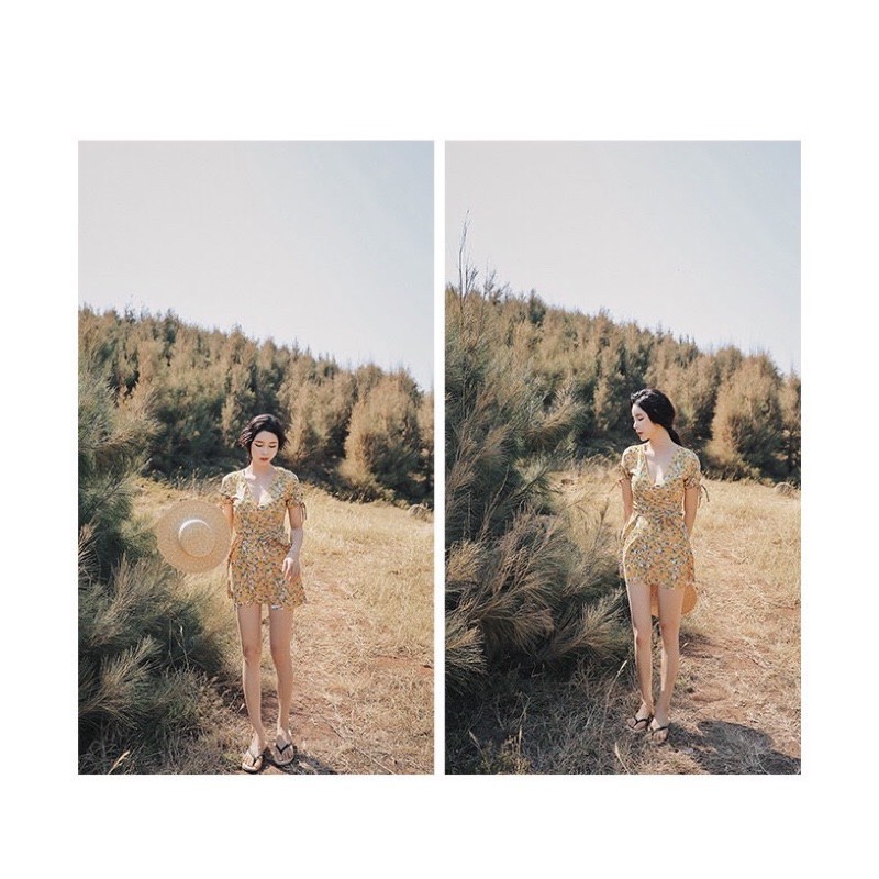 Bikini cặp đôi hoa nhí vàng trơn | BigBuy360 - bigbuy360.vn