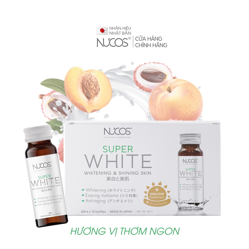 Collagen trắng da mờ thâm nám Nucos Super White 50ml x 10 chai