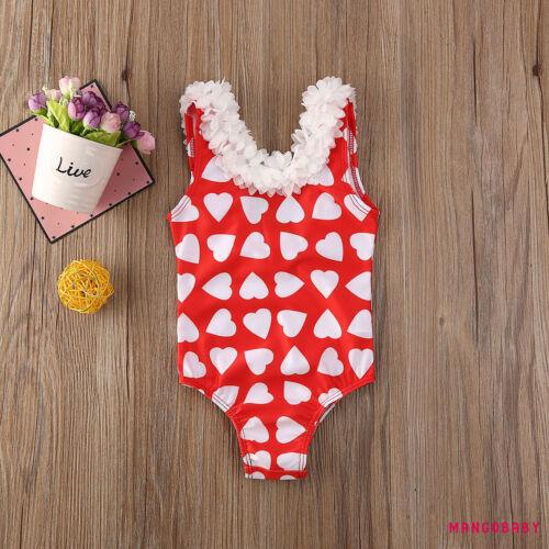 ♬MG♪-Baby Girl Heart Prints One-piece Sleeveless Swimming Suit  0-5Y