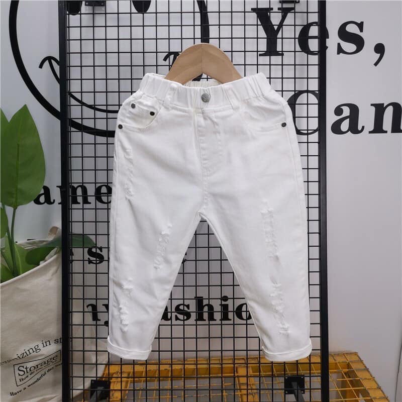 Quần dài kaki đen trắng rách cho bé trai 8-30kg