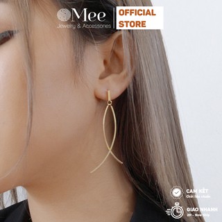 Khuyên tai dài Mee vintage bông tai titanium kim bạc 925 cao cấp - E6548