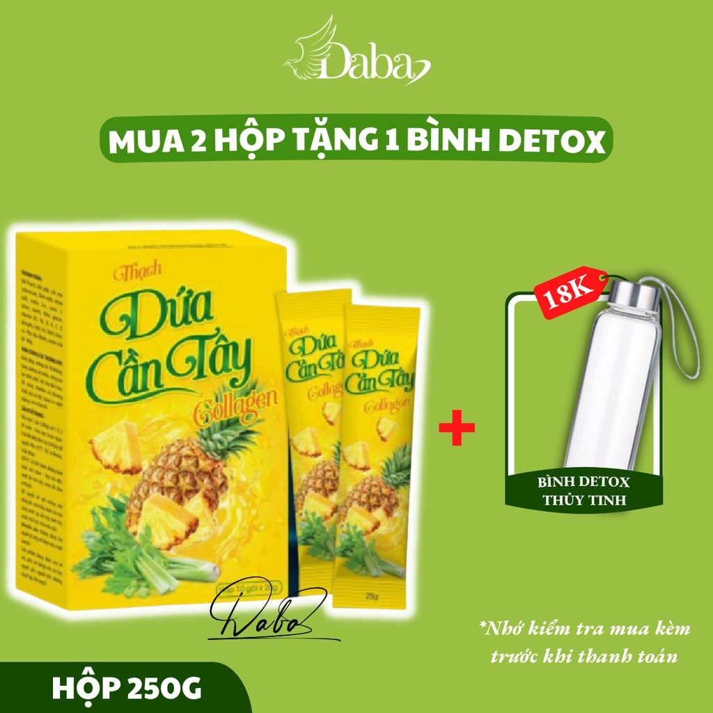 Thạch Dứa Cần Tây Collagen Plus (Hộp 10 gói x 20gr) Giảm cân hiêu quả, trắng sáng, mịn đẹp da