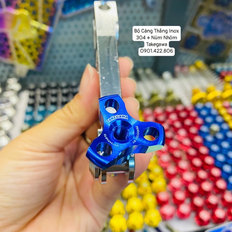 Bộ càng thắng inox 304 Takegawa Núm nhôm màu kèm lo xo đũa thắng