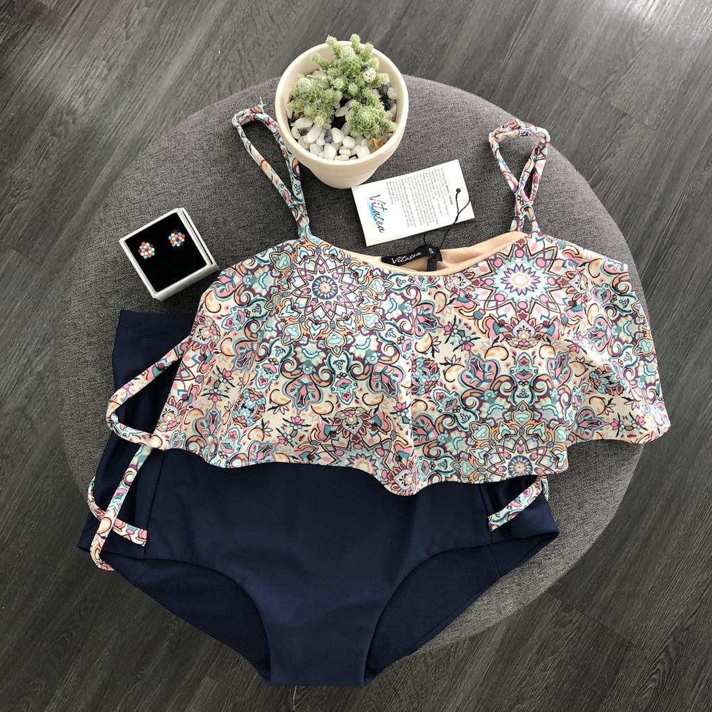 Bikini 2 mảnh họa tiết đẹp lạ VIBES Bikini Pattern Navy Set