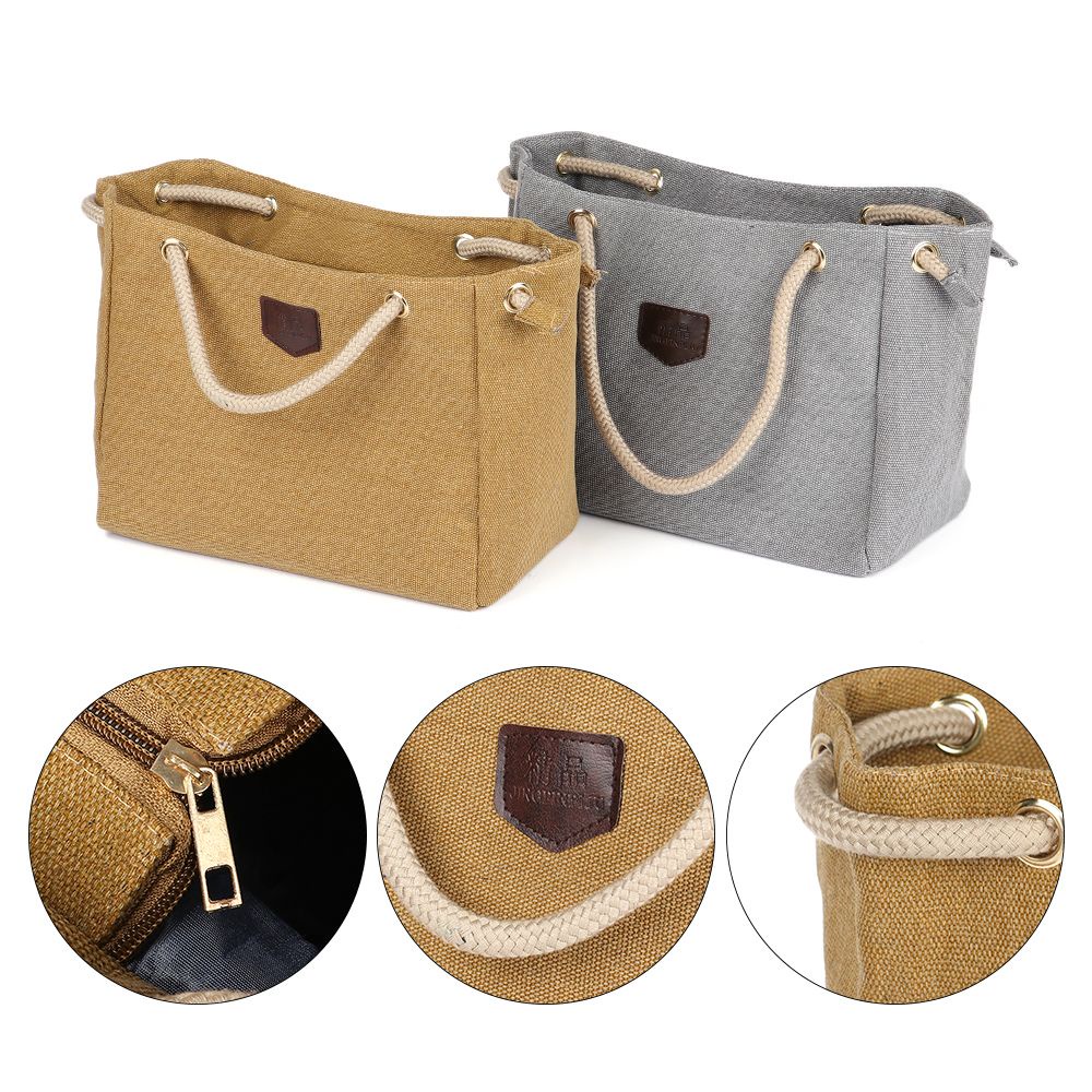 Túi xách vải canvas màu trơn kiểu dáng đơn giản hợp thời trang