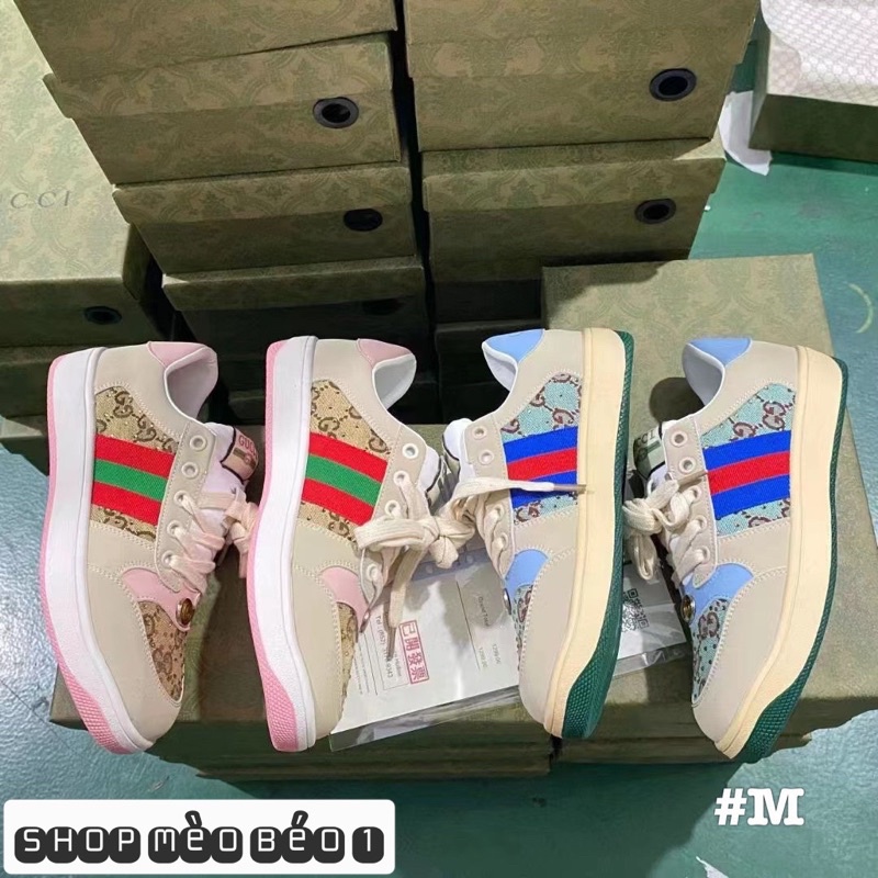 Giày thể thao gc hoạ tiết nhũ viền fullbox