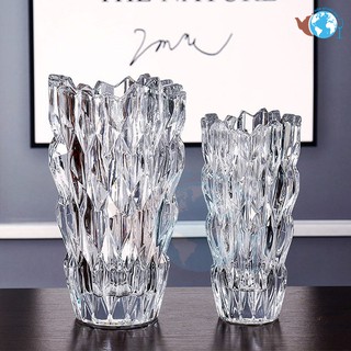 Combo 2 bình bông lọ hoa thủy tinh KIM CƯƠNG 3D màu trắng cao cấp sang trọng cao 25-30cm 8104