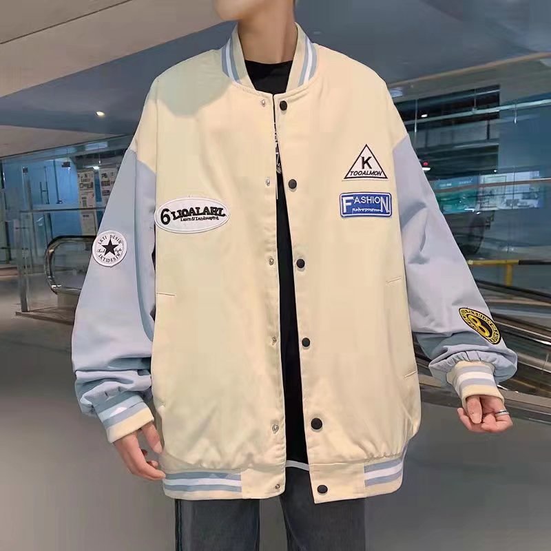 Áo Khoác bomber Tay Dài Dáng Rộng In Chữ Phong Cách Nhật Bản Thời Trang Mùa Đông Cho Nam Size S-3XL