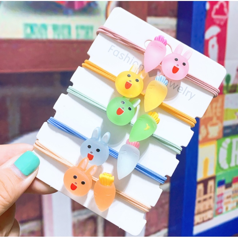 Buộc tóc hình thỏ cà rốtrốt nhiều màu