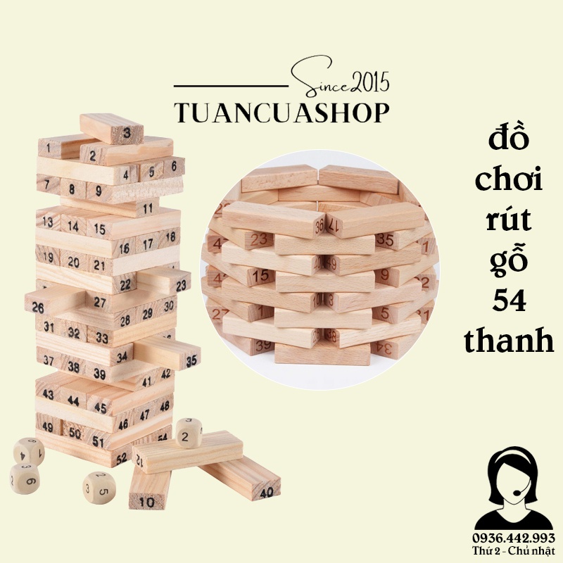 Đồ chơi rút gỗ luyện trí thông minh 54 thanh mini