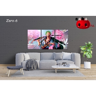 Tranh Canvas Anime bộ 3 tấm Zoro hoa anh đào