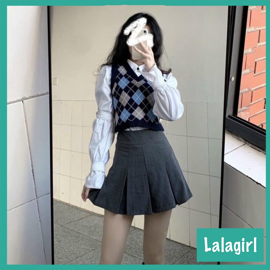 Áo gile len nữ họa tiết caro nhiều màu [GLX]