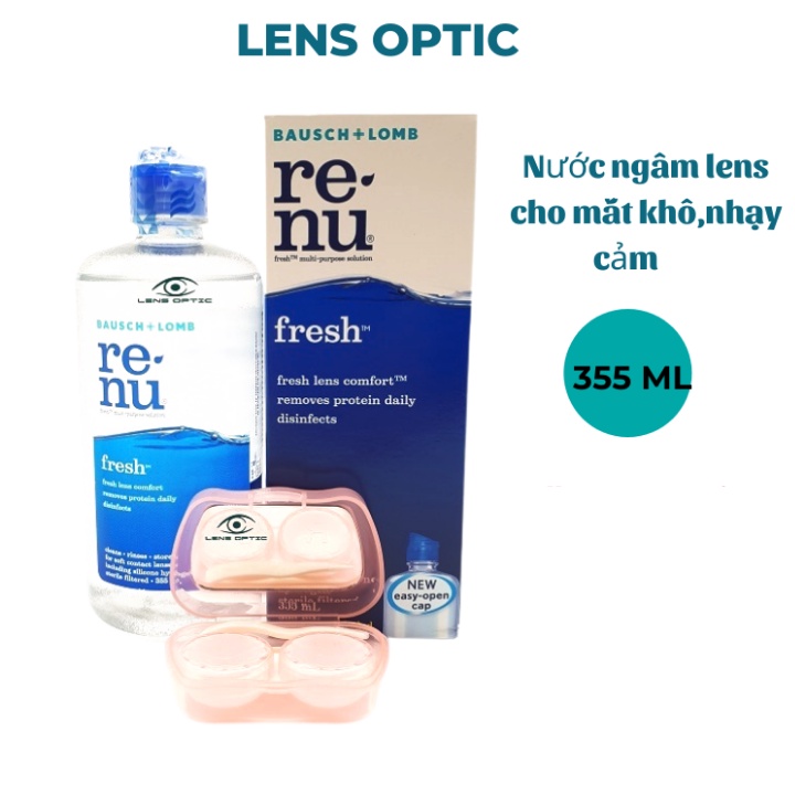 Nước ngâm lens Renu 355ml Bausch Lomb, nước rửa kính áp tròng USA -Lens Optic