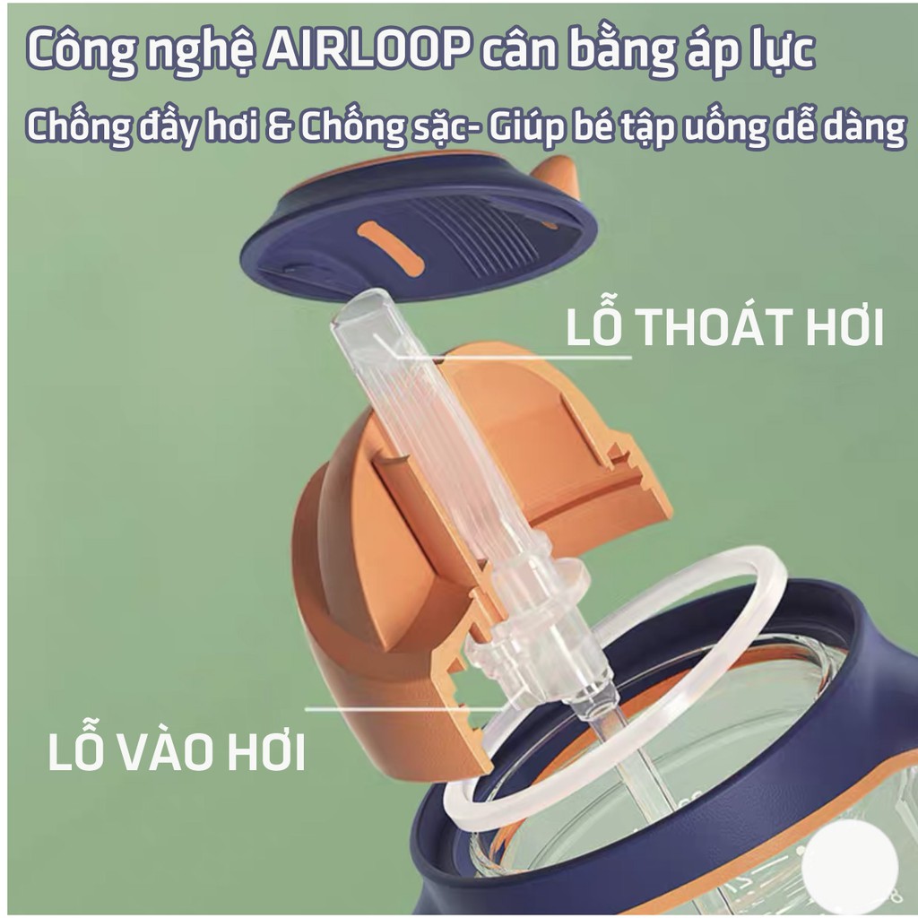 Bình tập uống cho bé Beedoll 240ml Tritan an toàn 2 in 1, tập uống khoa học theo giai đoạn