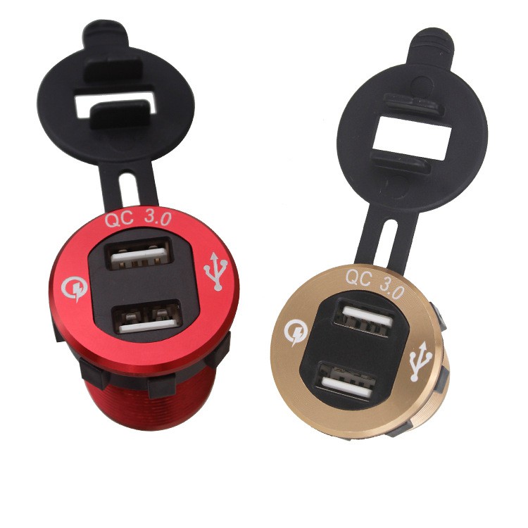 Sạc USB 2 cổng tròn có báo Vol CNC cao cấp