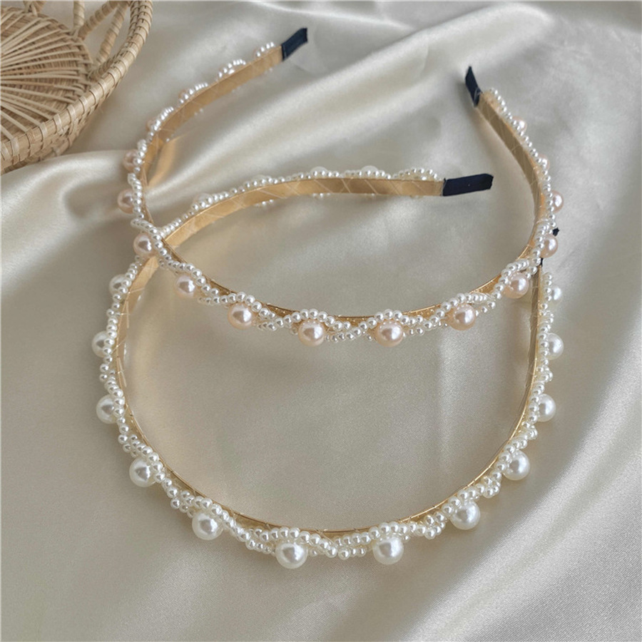 Băng Đô Hợp Kim Đính Ngọc Trai Nhân Tạo Phong Cách Hàn Quốc