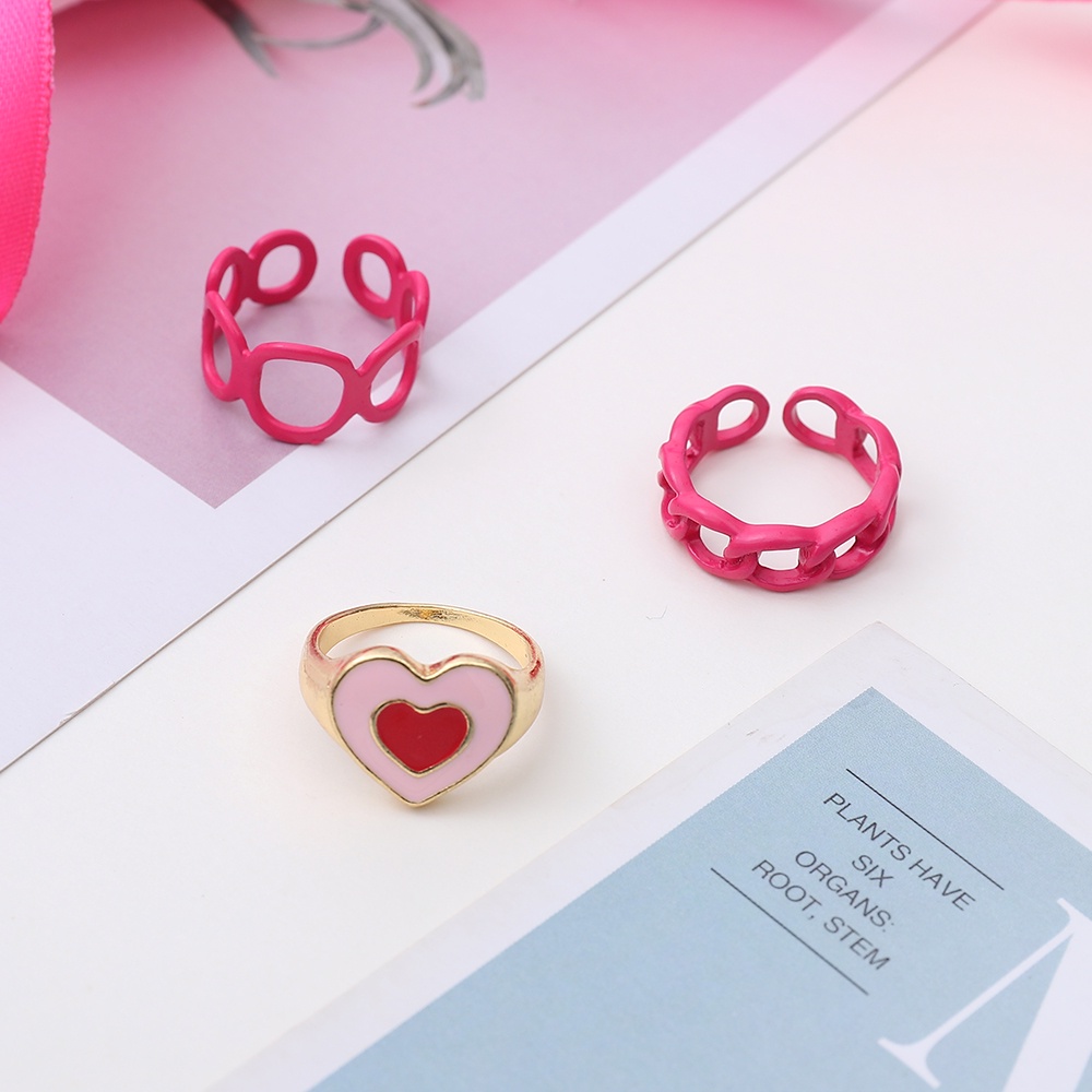 Bộ 3 Nhẫn Hở Hình Trái Tim Phong Cách retro Thời Trang Cho Nữ