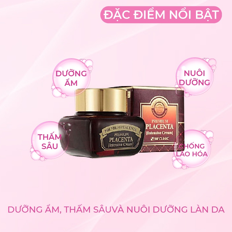 Kem trắng da chống lão hóa 3W Clinic Hàn Quốc Chiết xuất từ nhau thai cừu giúp da trắng sáng mềm mại tự nhiên 50ml