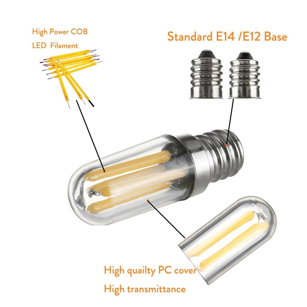 1 bóng đèn LED E14/E12 1/2/3 W ánh sáng trắng ấm/thấm bảo vệ mắt cho tủ lạnh