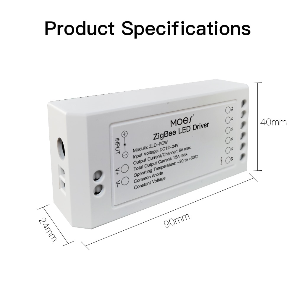 Moes New ZigBee 3.0 Mô-Đun Chuyển Đổi Độ Sáng Thông Minh CCT RGB Cho Dây Đèn LED Điều Khiển Ứng Dụng Thông Minh Với Alexa Echo Google Home