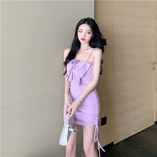 Váy 2 dây rút chun nơ ngực
