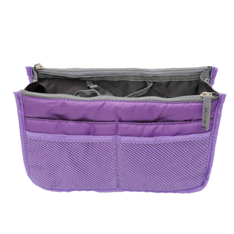 Túi Đựng Đồ Trang Điểm Bằng Nylon Có Khóa Kéo Đôi Tiện Dụng Cho Nữ